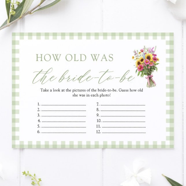 Sage How Old Was The Bride Bridal Shower Game Enclosure Card (Sage How Old Was The Bride Bridal Shower Game)