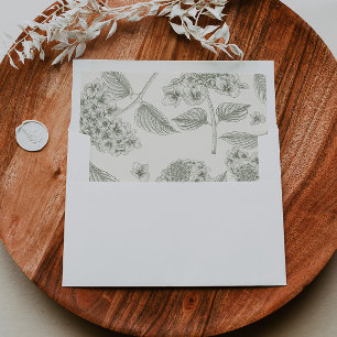 Sage Hydrangea Vintage Wedding Envelope Liner