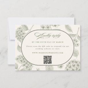 Sage Hydrangea Vintage Wedding  RSVP Card