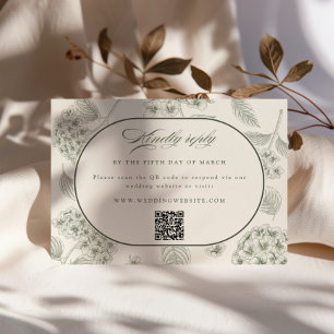 Sage Hydrangea Vintage Wedding RSVP Card