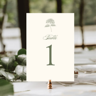 Sage Hydrangea Vintage Wedding Table Number