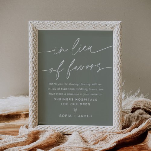 SAGE In Lieu Of Favors Wedding Donation Sign