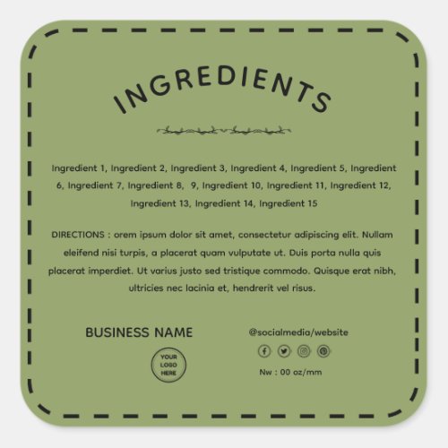 Sage Ingredient Direction With Logo Product Label