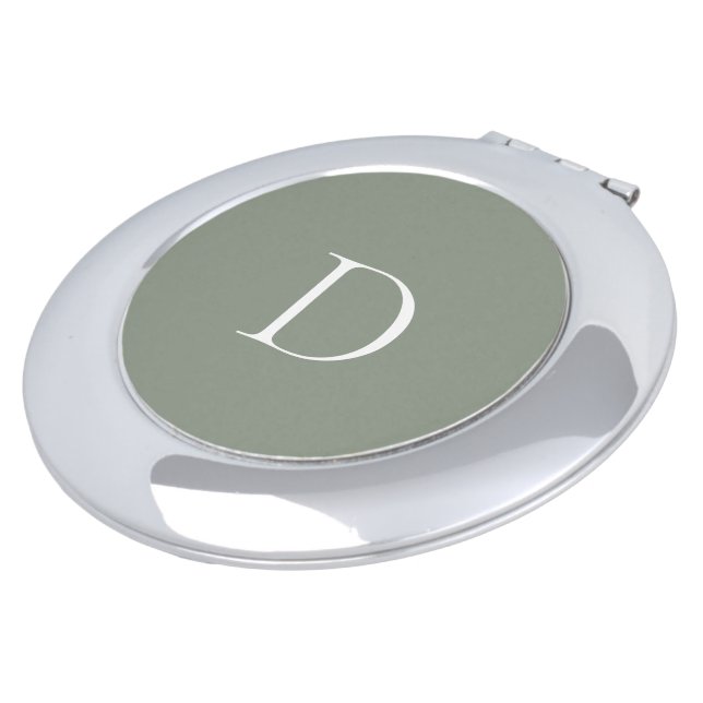 Sage Initial Simple Bridesmaid  Compact Mirror (Turned)