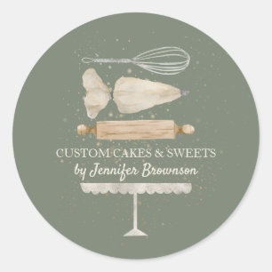 Sage Ivory bakery chef custom business pastry Classic Round Sticker