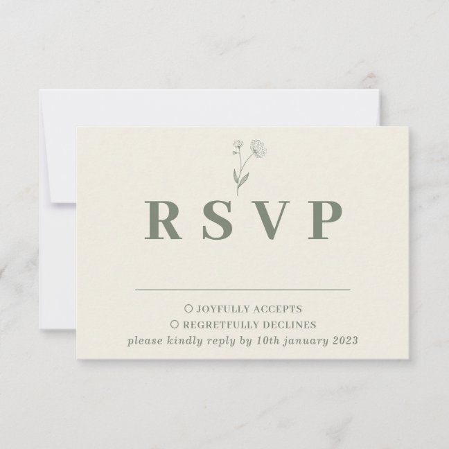 Sage Ivory Beige Cotton Floral Wedding Response