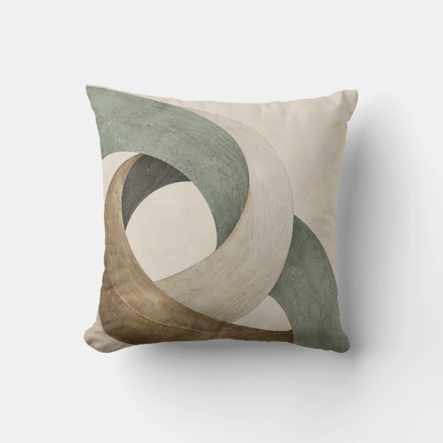 Sage Ivory Interlocking Abstract Rings Throw Pillow (Front)