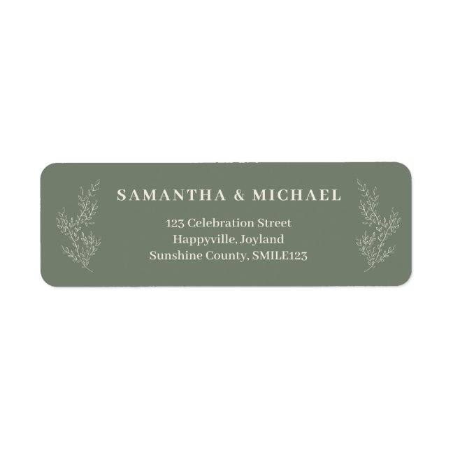 Sage Ivory Ivy Floral Newly Weds Wedding Label