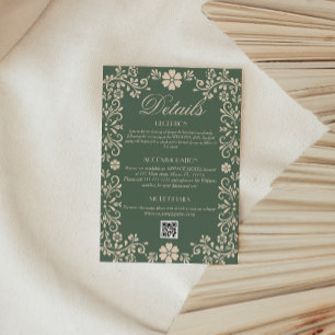 Sage Ivory Talavera Wedding Qr code Details Enclosure Card