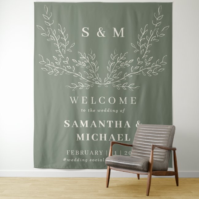 Sage Ivory Welcome to the wedding Ivy Tapestry