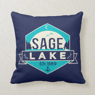 Sage Lake Emblem Navy Throw Pillow