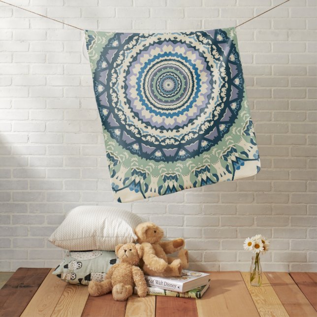 Sage Lavender Mandala Baby Blanket (In Situ)