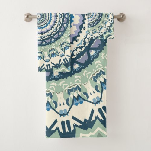 Sage Lavender Mandala Bath Towel Set