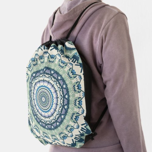 Sage Lavender Mandala Drawstring Bag