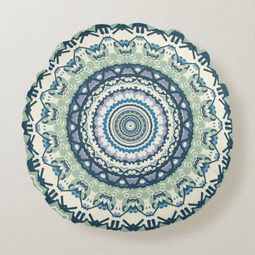 Sage Lavender Mandala Round Pillow