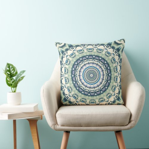 Sage Lavender Mandala Throw Pillow