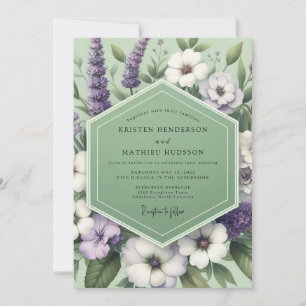 Sage Lavender Meadow Wedding Invitation