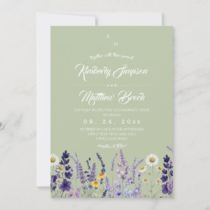 Sage & Lavender Wildflower Rustic Wedding Invitation