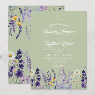 Sage & Lavender Wildflower Rustic Wedding Invitation