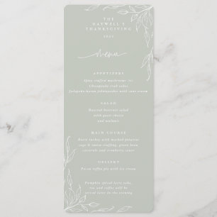 Sage Leaf Motif Thanksgiving Dinner Flat 4 Course Menu