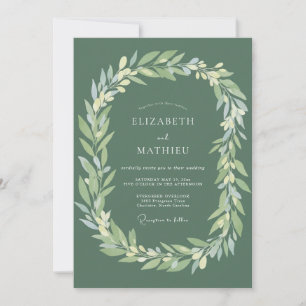 Sage Leafy Flourish Wedding Invitation