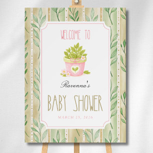 Sage Leaves Matcha Plant Baby Shower Welcome Foam Board