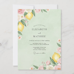 Sage Lemon Citrus Eucalyptus Wedding Invitation