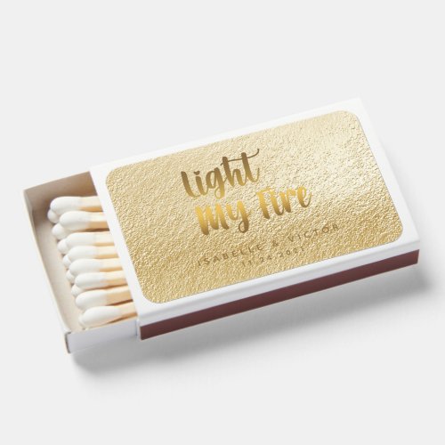 Sage Light My Fire Personalized Wedding Matchboxes