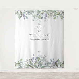 Sage Lilac Greenery Wedding Photo Booth Backdrop