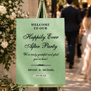 Sage Linen Elegant Modern Happily Ever After Party Foam Board