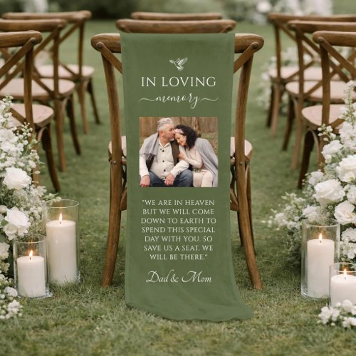 Sage Linen Parent Photo Wedding Memorial Sign Short Table Runner