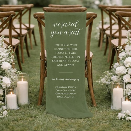 Sage Linen We Saved You A Seat Ceremony Chair Sign Short Table Runner