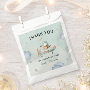Sage Little Aviator Time Flies 1st Birthday Favor Bag