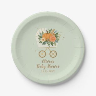 Sage Little Pumpkin Baby Shower Paper Plates