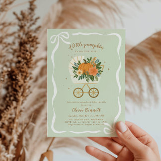 Sage Little Pumpkin Baby Sprinkle Invitation