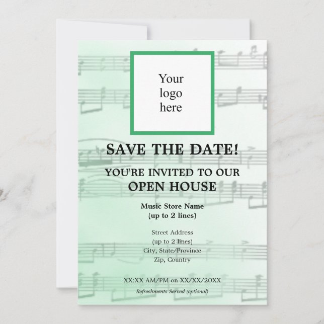 Sage Local Music Store I Logo Open House Save The Date (Front)