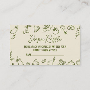Sage Locally Grown Baby Shower Diaper Raffle Enclosure Card