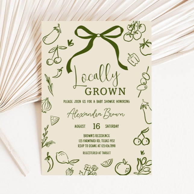 Sage Locally Grown Baby Shower Invitation (Sage Locally Grown Farmers Market Baby Shower Invitation)