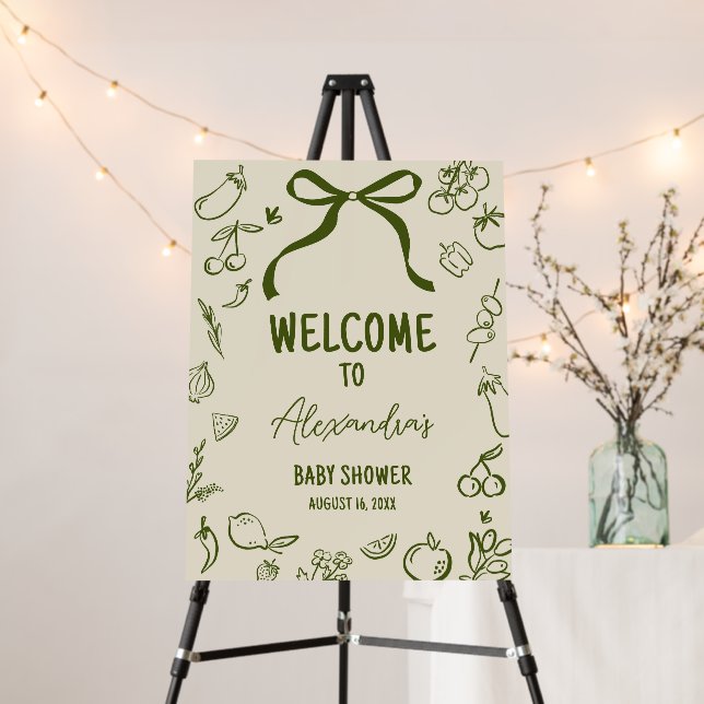 Sage Locally Grown Baby Shower Welcome Sign (In Situ (Stand))