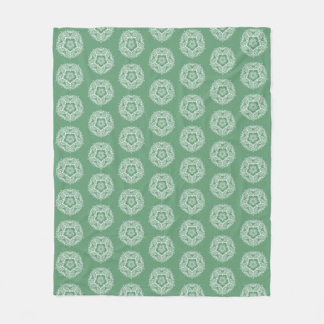 Sage Mandala Fleece Blanket (Front)