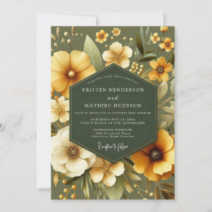 Sage Marigold Floral Wedding Invitation