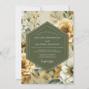 Sage Marigold Vintage Wedding Invitation