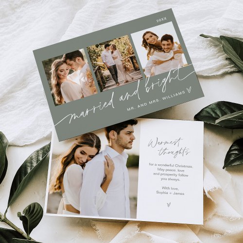 SAGE Married And Bright Wedding Holiday Card