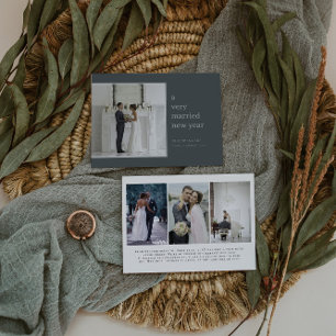 Sage Married New Year Elegant Wedding Holiday Card