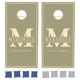 Sage Meadow Name & Initial Overlay Cornhole Set