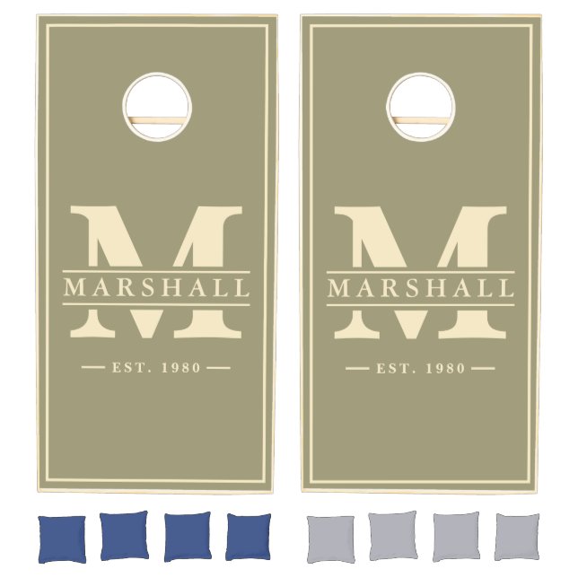 Sage Meadow Name & Initial Overlay Cornhole Set (Set)