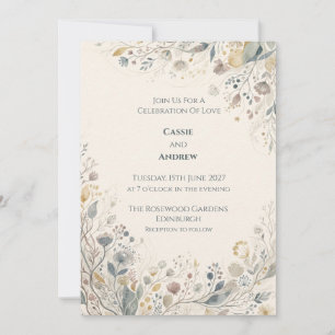 Sage Meadow Wildflower Wedding Invitation