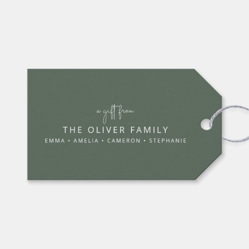 Sage Minimal Personalized A Gift From Family Name  Gift Tags