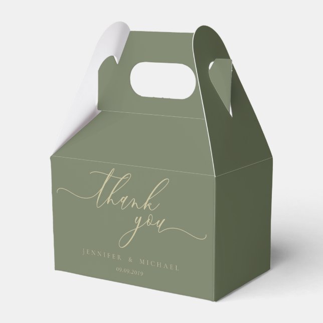 Sage Minimal Signature Thank you Favor Boxes (Front Side)