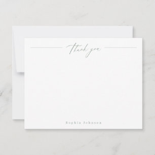 Sage Minimal thank you personalized Stationery Note Card
